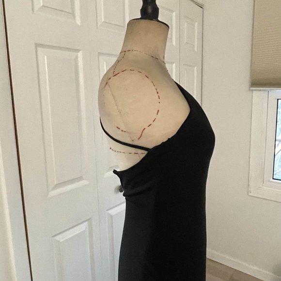 Vintage 90's Nicole Bakti Cocktail Dress One Shoulder Asymmetrical Hem Black XS - Picture 11 of 16